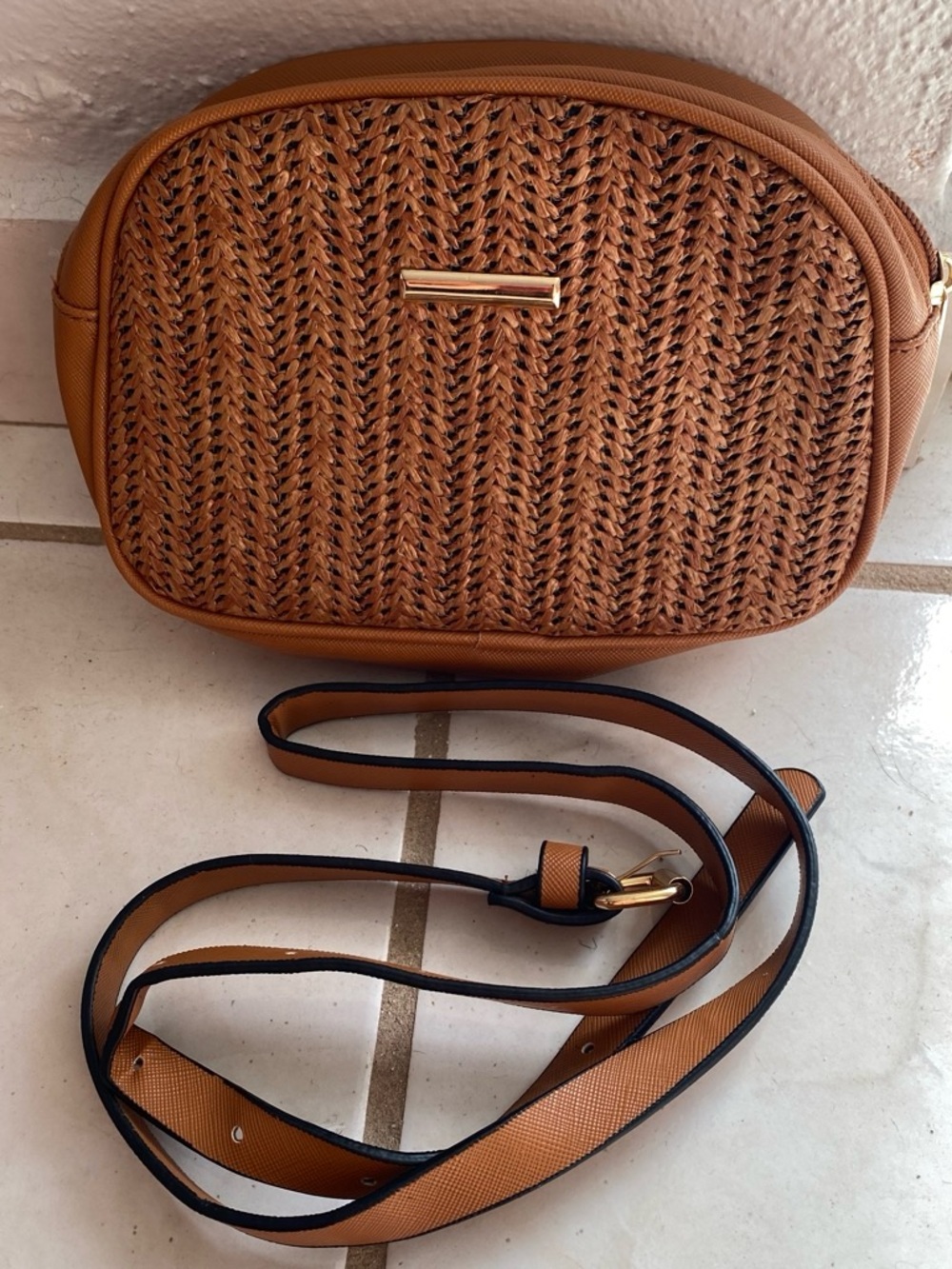 Woven Belted Bag in Tan - Stylish Everyday Carry